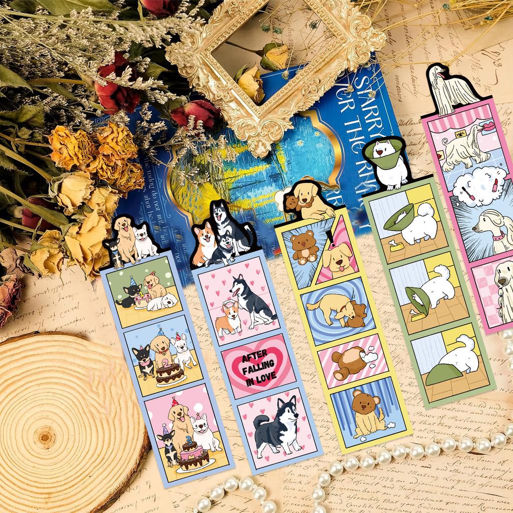30 Cartoon Dog World Bookmarks Simple Hand Account Creative Materials Ins Reading Paper Bookmarks Can Be DIY