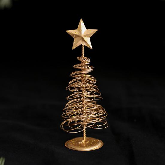 Gold Spiral Christmas Tree Decor Glittering Tabletop Tree with Star Topper for Holiday Home Office Table Centerpiece Mantel Shelf Decor