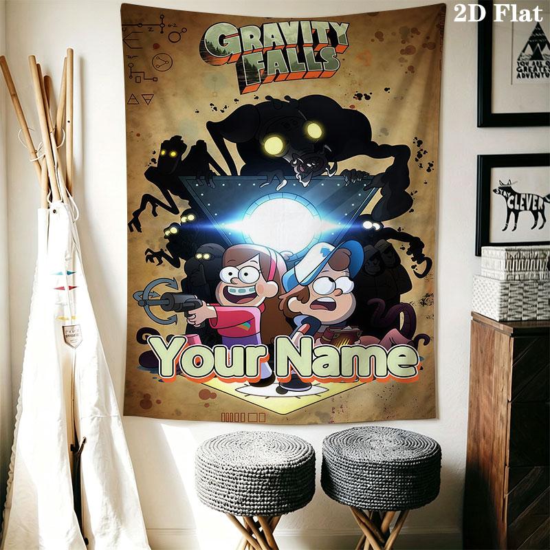 Custom Gravity Falls Wall Hanging Printed Fabric Blanket Decorative Tapestries for Bedroom Living Room Home Decor
