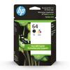 HP 64 Genuine Black Ink Cartridges & Tri-Color (2 Cartridges) (X4D92AN)