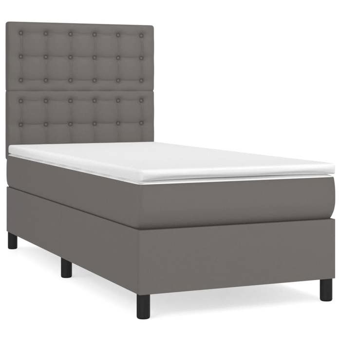 Maison Exclusive - Sommier à lattes de lit avec matelas Gris 90x190 cm Similicuir