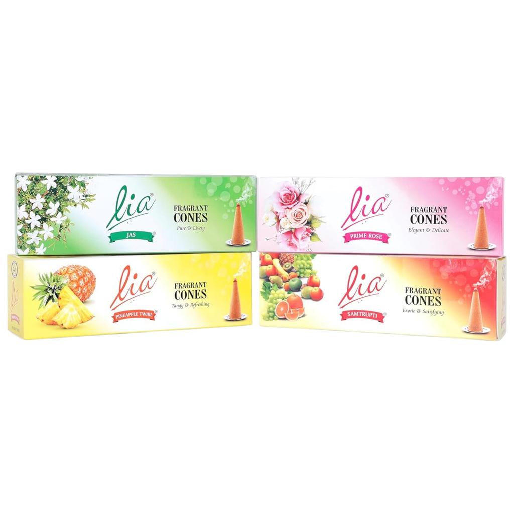 Cycle Pure Lia Ароматические конусы Комбо-набор из 4 ароматов 64 конуса Долгоиграющий ароматический Дхуп для медитации и релаксации