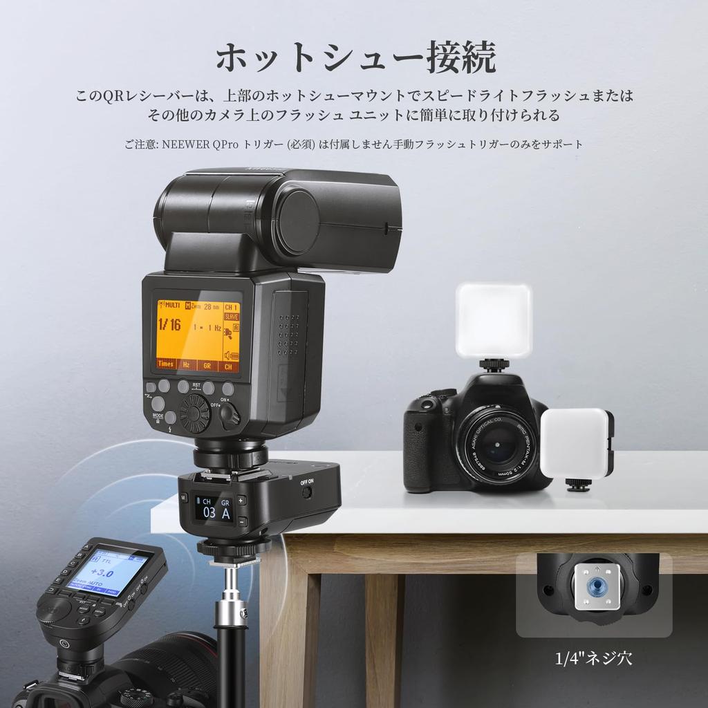 NEEWER QR Wireless Flash Receiver for NEEWER Trigger Single Contact Sync Port Hot Shoe Thread Compatible with Godox Yongnuo NEEWER Vision4 ML300W S101