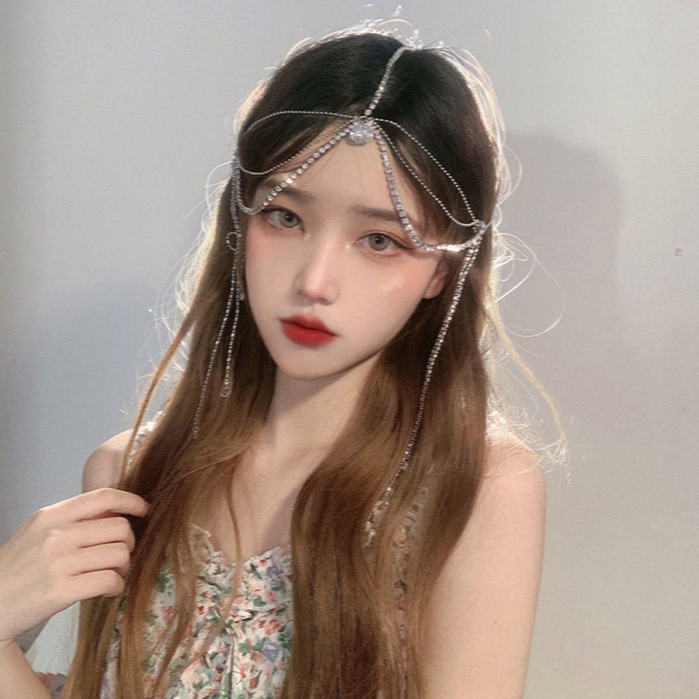 Цепочка на лоб с кисточками в корейском стиле, вуаль, женская повязка на голову, богемный обруч для волос, украшение для волос невесты
