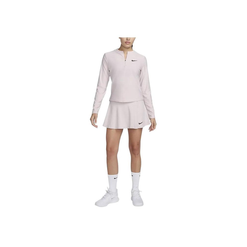Nike Однотонная повседневная футболка с длинным рукавом и застежкой-молнией на половину длины, женские топы, серо-фиолетовый FV0258-019