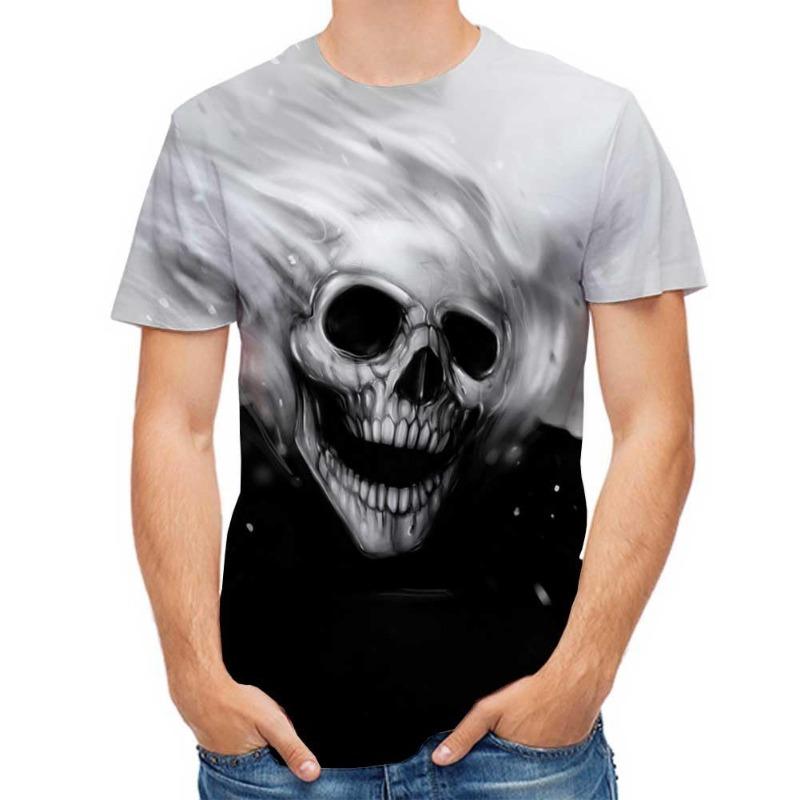 Мужская футболка повседневная с 3D-принтом в виде черепа, летняя повседневная футболка с коротким рукавом