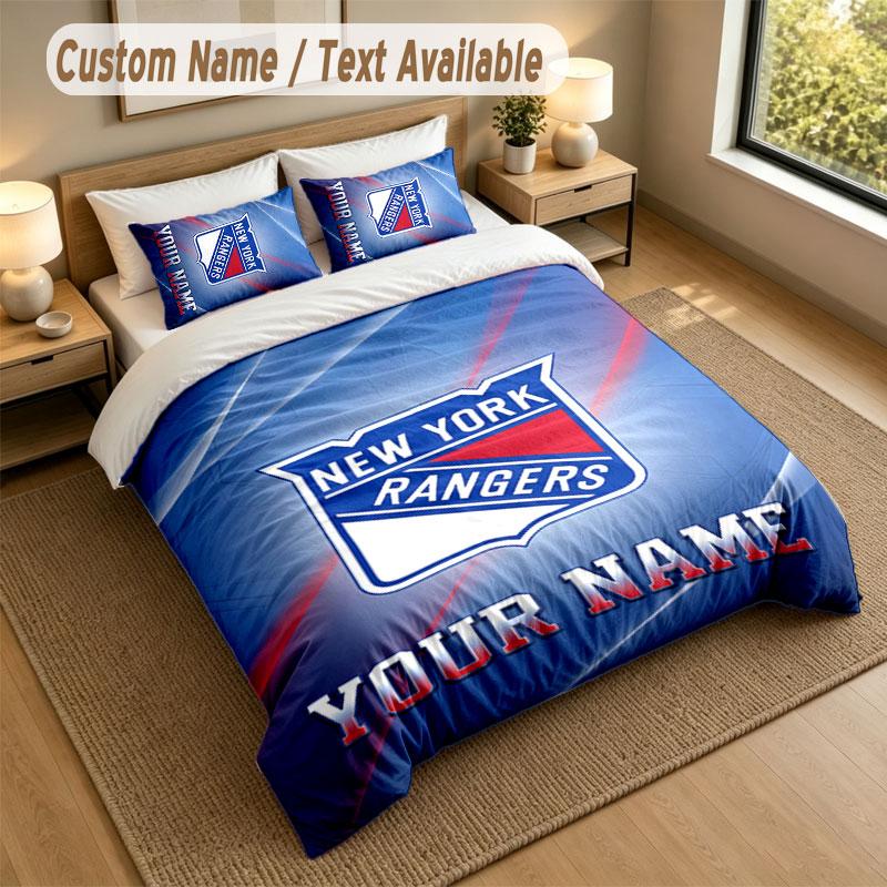 Bedding Set 1 Duvet Cover 2 Pillowcases New York Rangers Print Soft Bed Linen Bedroom Decor