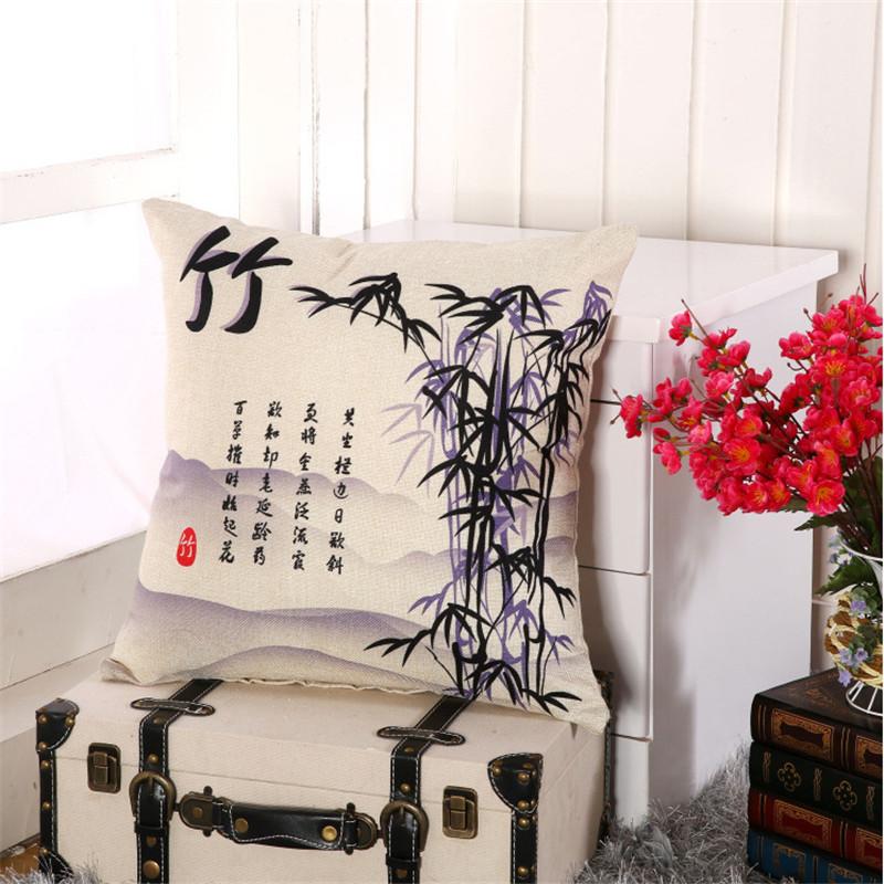 45x45cm Cotton Linen Sofa Cushion Cover Vintage Cartoon Animal Flower Printed Living Room Decorative Pillow Case