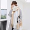 Scarf Women Autumn Winter Korean Version Style Two-color Plaid Knitted Thickened Wool Cute Love Pattern Christmas Warm Scarf