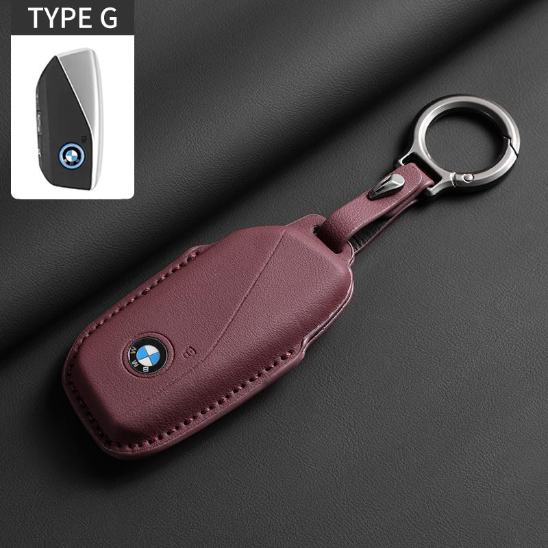 BVB3New Leather Car Key Case Cover For BMW Series 7 735 i 740 Li X7 X1 U11 2023 I7 G07 LCI XM Keychain Accessories Protector Shell