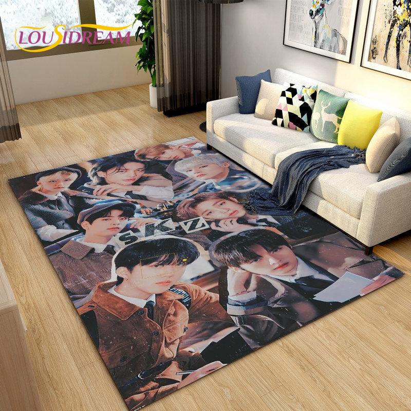 Kpop Singer Stray Kids Коврик Большой, Коврик для гостиной, спальни, дивана, коврик для украшения, детские игры, нескользящий напольный коврик