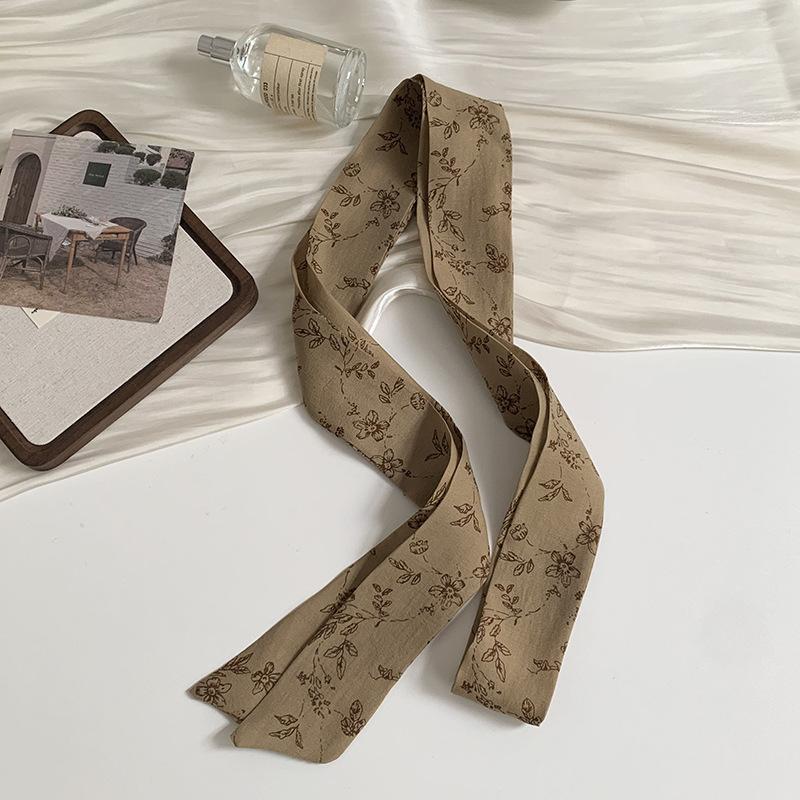 Long Silk Scarf New Fashion High Sense Small Scarf Versatile Long Bag Ribbon Decorative Headband Belt