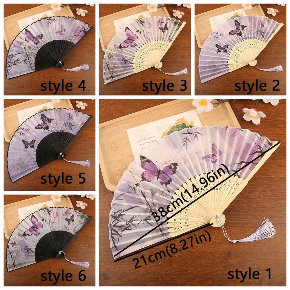 Chinese Style Retro Bamboo Fan Butterfly Pattern Dance Fan Portable Handheld Fan Home Decoration