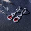 Элегантный красный кристалл посеребренный капля воды свадебные комплекты ювелирных изделий для женщин серьги ожерелье регулируемое кольцо браслет