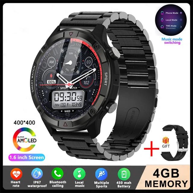 LUCKYSTART Smart Watch Men 2024 Новые спортивные часы с дисплеем 1,6 дюйма AMOLED, 4G ROM, голосовые вызовы, локальная музыка, водонепроницаемые мужские умные часы