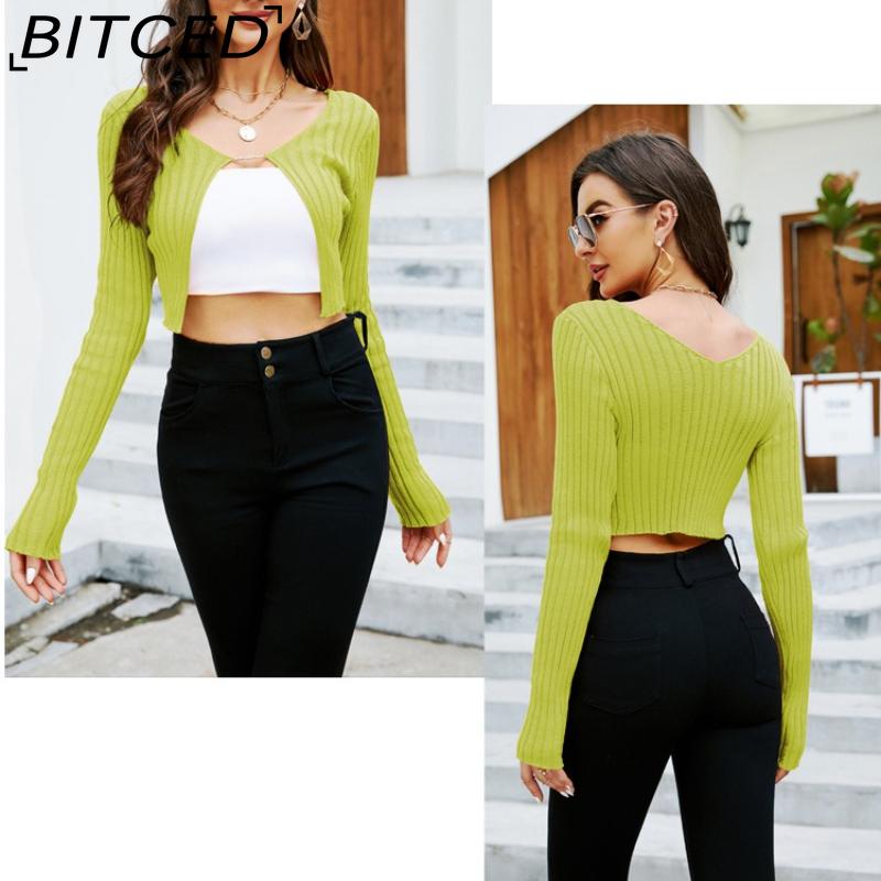 BITCED Spring/Summer New Arrival Solid-Colour Slim-Fit Cropped Knitted Cardigan Seductive Crop-Top Style Lightweight Sun Protection Outerwear