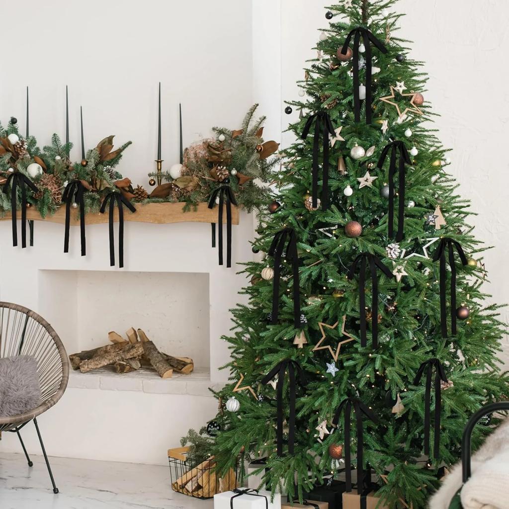 Бархатные банты Рождественские украшения для елки Винтажные двухсторонние бархатные ленты Банты для гирлянды, венка, для помещения и улицы на Рождество