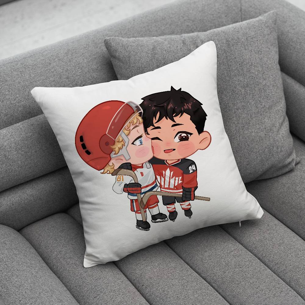 Popular TV HHeated RRivalry Pillow Case Square DoubleSided Printing Short Plush Sofa Cushion Cover Bedroom Bedside Pillow