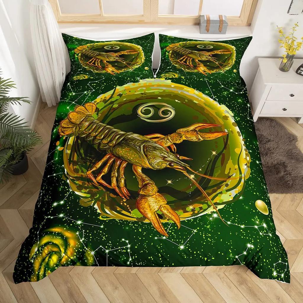 Twelve Constellation Duvet Cover Set Leo Comforter Cover Set Lion African Safari Animals Bedding Set Galaxy Tie Dye Quilt Covers