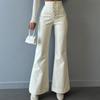 Fashion Sexy Bandage Leather Flare Pants Women High Waist Hip Package Zipper Trousers Female Autumn Pant