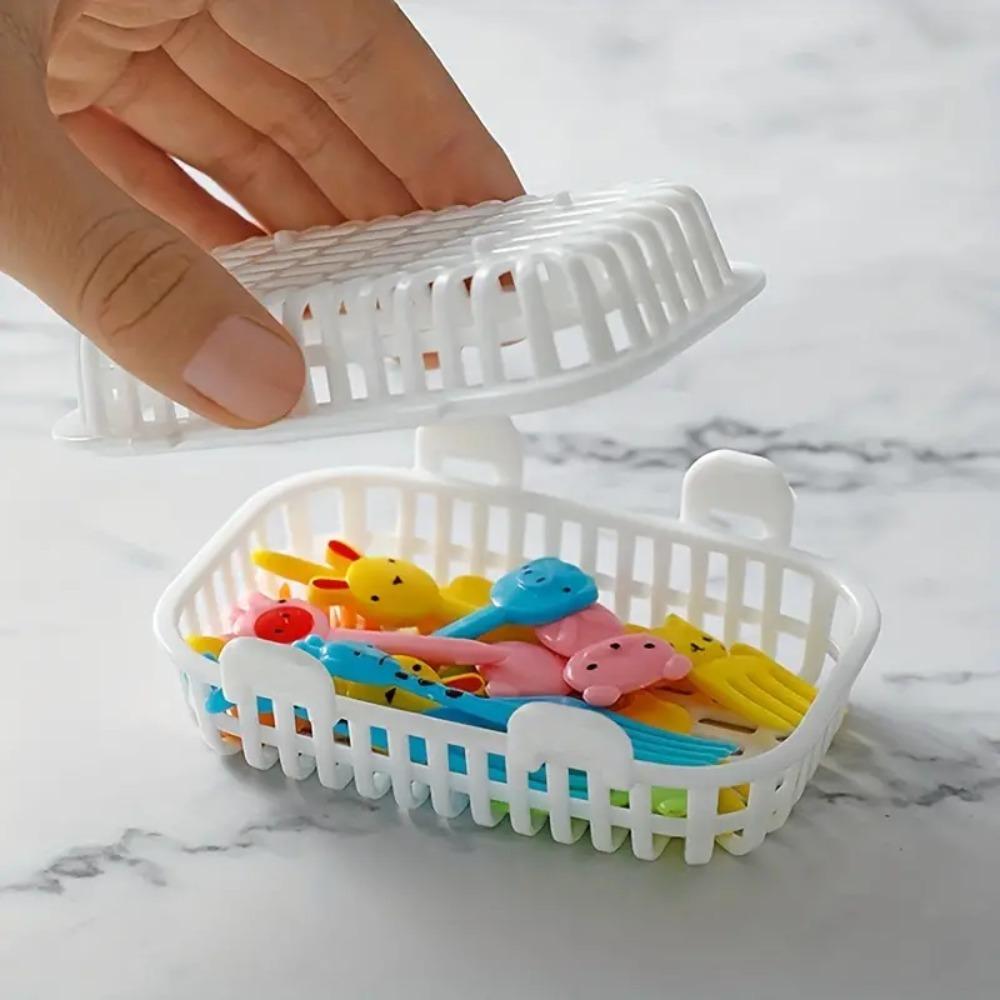 2pcs White Dishwasher Small Items Basket Plastic Cutlery Cleaning Basket Chopstick