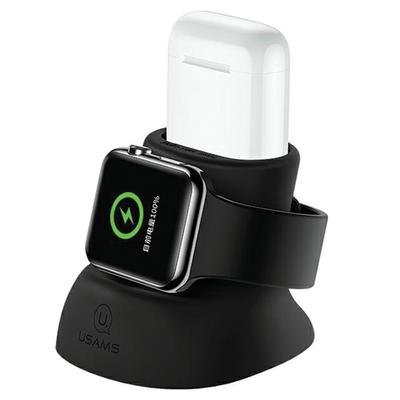 USAMS Силиконовый Стенд 2-в-1 Для Зарядки apple Watch И Airpods Черный/Black Zj51Zj01 (Us-Zj051)