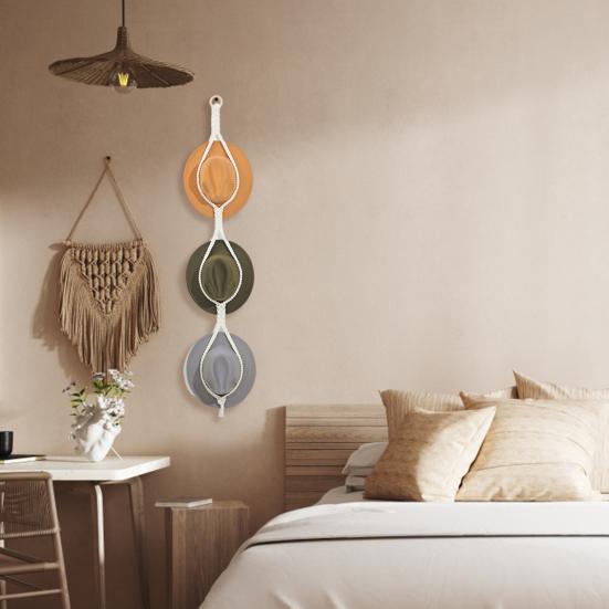 Hat Hanger Easy Installation Elegant Bohemian Style Handwoven Cotton Rope Hat Hanging Rack for Home Room