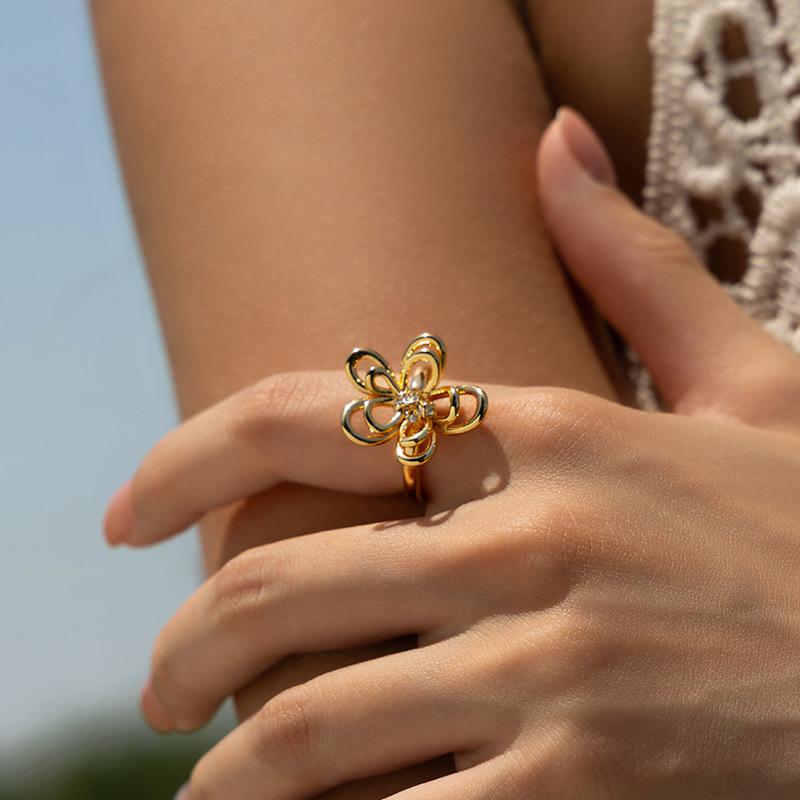 Women S Flower Design Open Ring Fashion Index Finger Ring