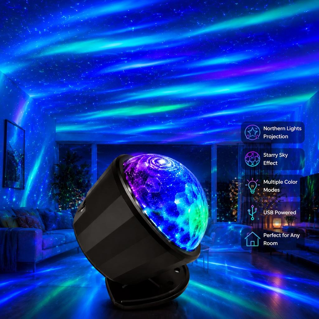 Aurora Galaxy Projector Light for Bedroom LED Starry Sky Night Light with Colorful Northern Lights Effect Perfect for Kids Roo