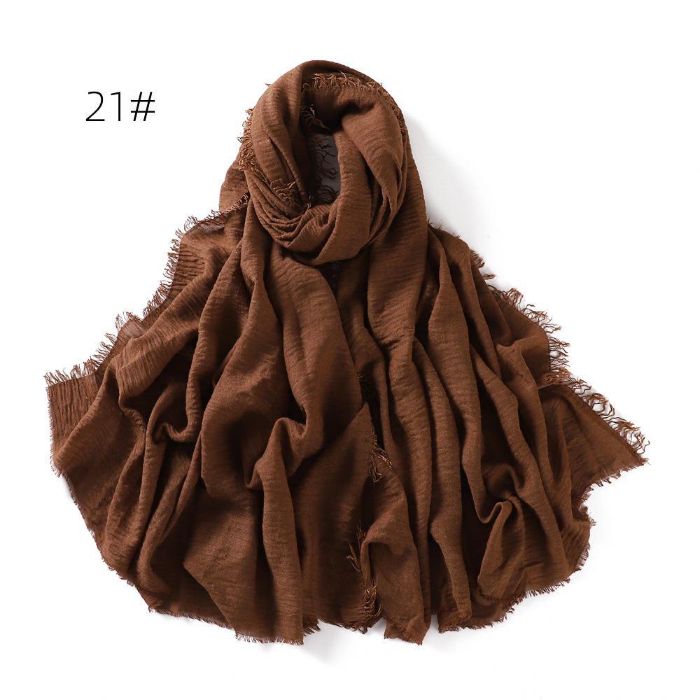 High-Quality Cotton Linen Gauze Scarf: Breathable, Encrypted Sunscreen, Four-Circle Fringe Shawl, Women's Malay Head Scarf