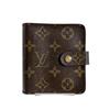 Monogram Compact Zip Wallet Monogram Canvas Brown Unisex M61667 Used
