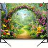 2D Flower Arch Backdrop, Enchanted Garden with Butterflies Photography Background for All Occasions