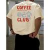 Мужская повседневная футболка с принтом Coffee Club 100% чистый хлопок с коротким рукавом, подходит для ежедневных поездок на работу, занятий спортом