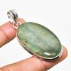 Green Apatite Gemstone Handmade 925 Silver Plated Jewelry Pendant 2.27"