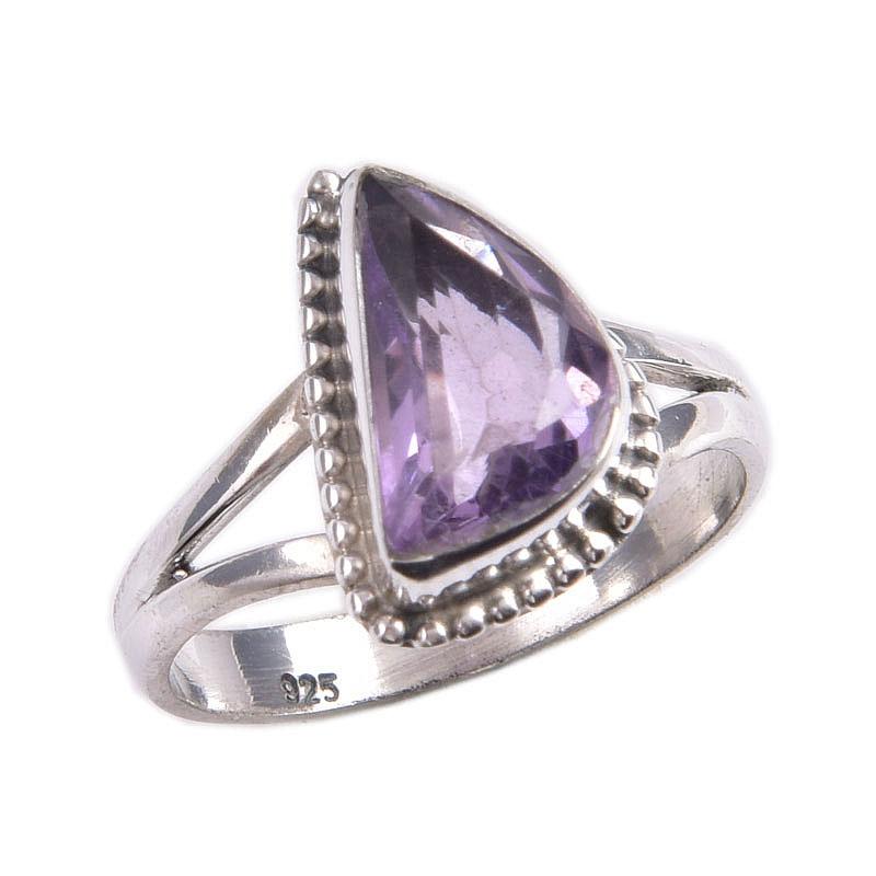 Natural Pink Amethyst Gemstone 925 Solid Sterling Silver Jewelry Ring S.8 C8i41