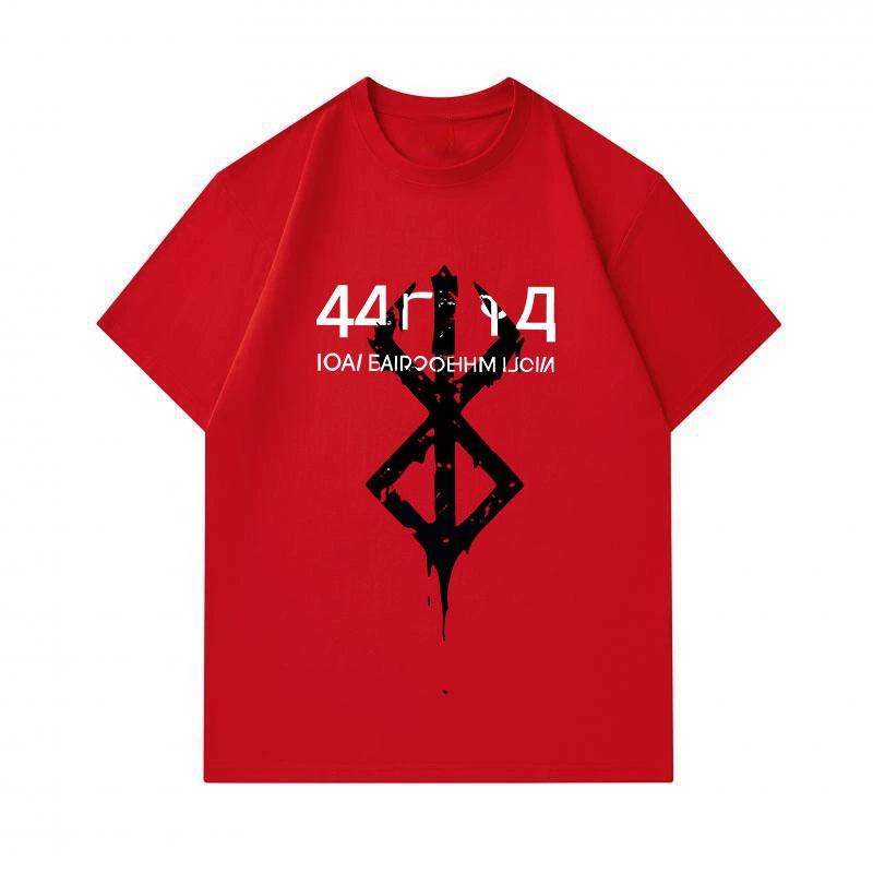 Men 100% Cotton Crew Neck Short Sleeve T-shirt, Vintage Distressed Viking Rune Geometric Print Casual Loose Fit Tee, Breathable Lightweight Daily Wear