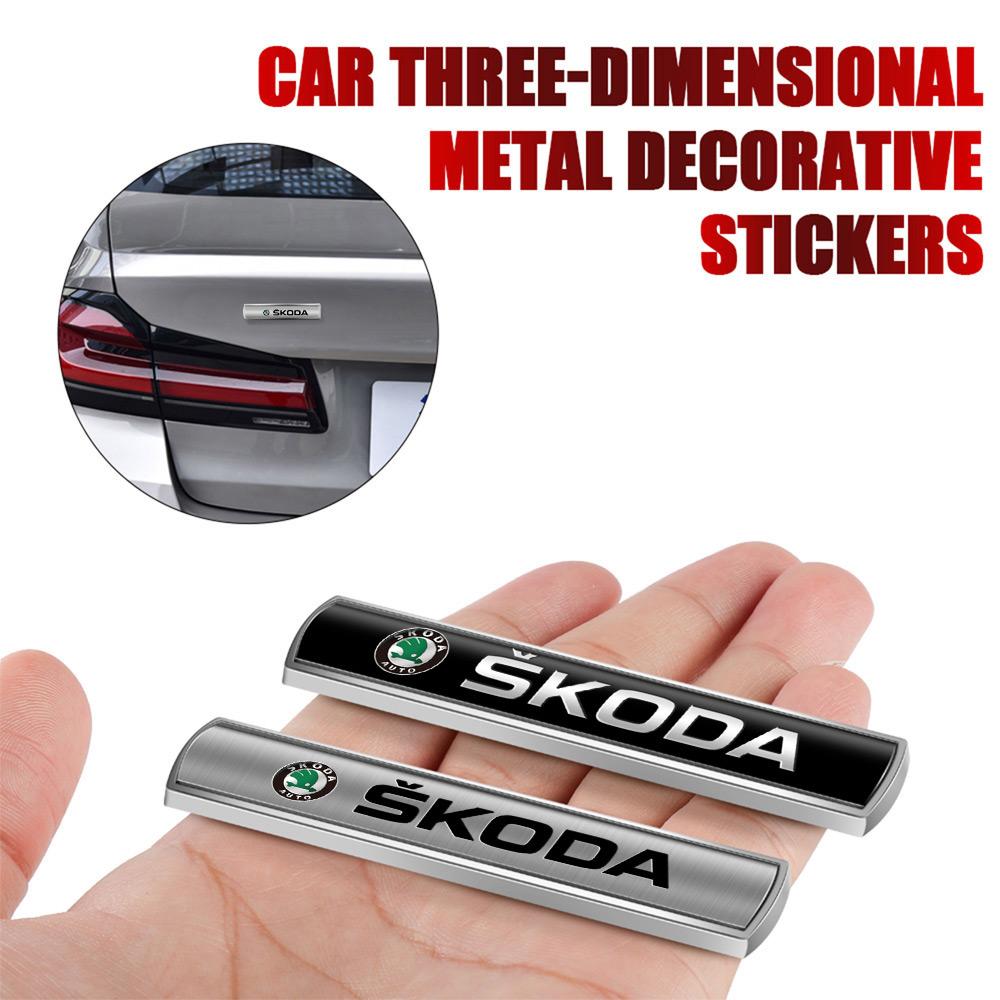 ADT1 Car Metal Logo Car Body Fender Side Window Stickers Trunk Badge For Skoda Rapid Scala Kodiaq Fabia Kamiq Karoq Octavia 3 A5 A7
