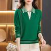 Женская одежда начала осени новый топ вязаный свитер весна и осень с длинным рукавом тонкий свитер с лацканами базовая рубашка