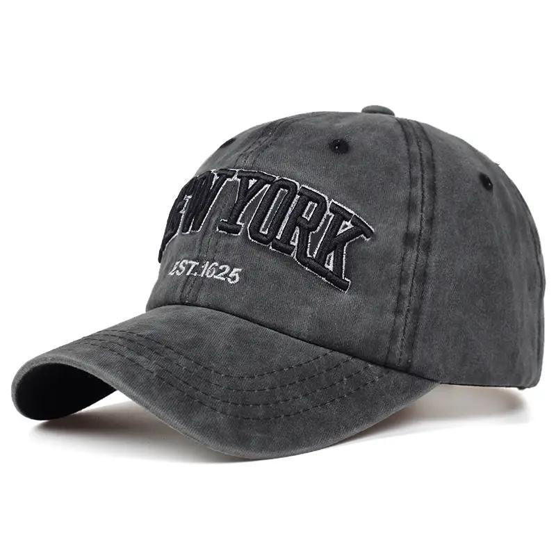 Вышивка Нью-Йорк Мужская бейсболка Выстиранные кепки Gorras Хлопок Хип-хоп Снэпбэк Кепки Открытый Повседневная Дорожная Шляпа Для Женщин