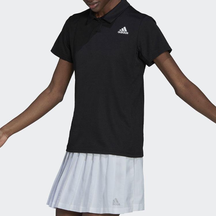 adidas Женские рубашки-поло Черный воротник-поло Умеренный прямой крой HI5687