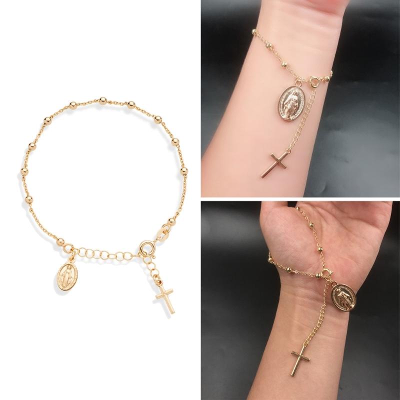 Catholic Church Crucifix Crosses Pendant Rosary Bracelet Christ Prayer Metal Rosaries Beads Chain Religious Jewelry