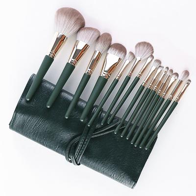 HMU Хит продаж 14 шт. Зеленый набор кистей для макияжа с сумкой Высококачественный Профессиональный инструмент для макияжа лица и красоты Фабрика