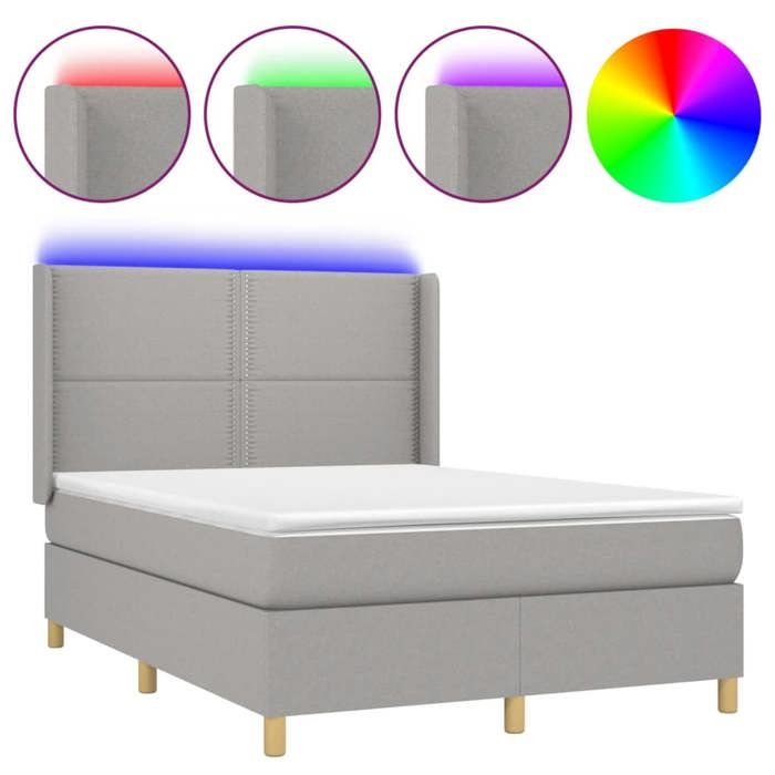 VidaXL Slatted Bed Base with Mattress and LED, Upholstered Bed, Double Bed, Adult Bed for Interior Bedroom, 3138789