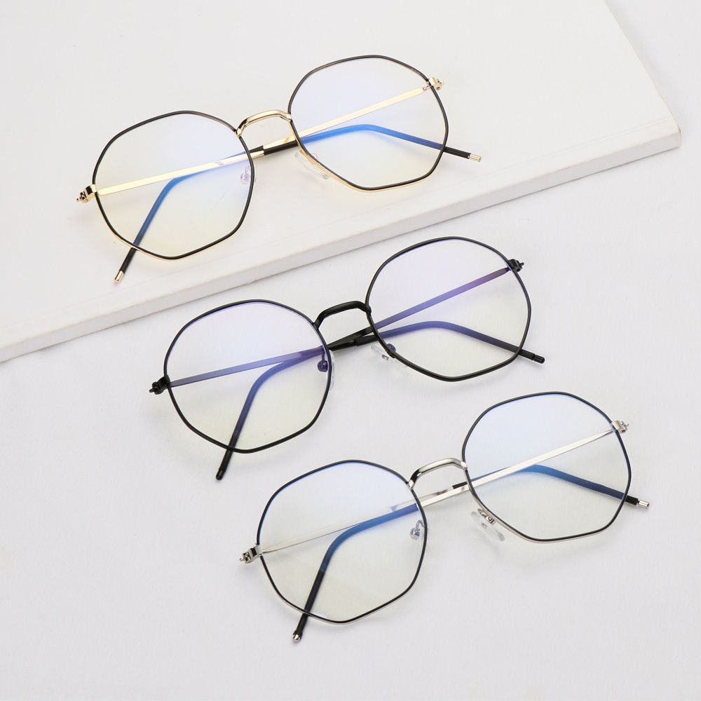Computer Portable Polygon Anti-Blue Light Eyeglasses Ultra Light Frame Eye Protection Metal Glasses