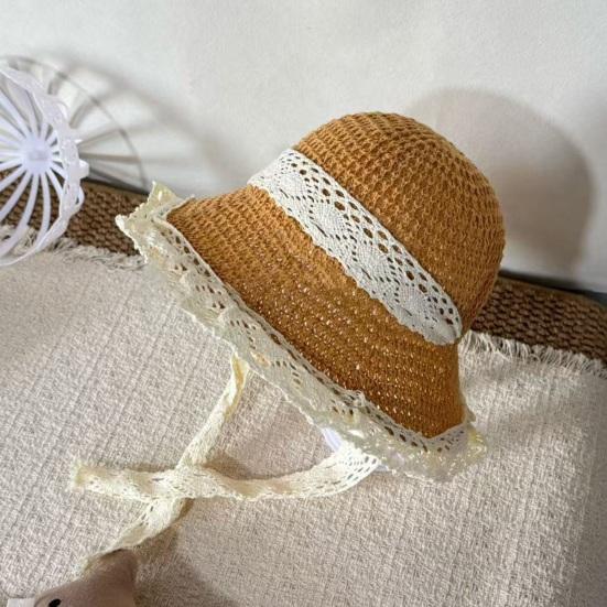 Женская пляжная шляпа с широкими полями, защита от УФ, складная, портативная, ручной работы, соломенная, ажурная, для солнца