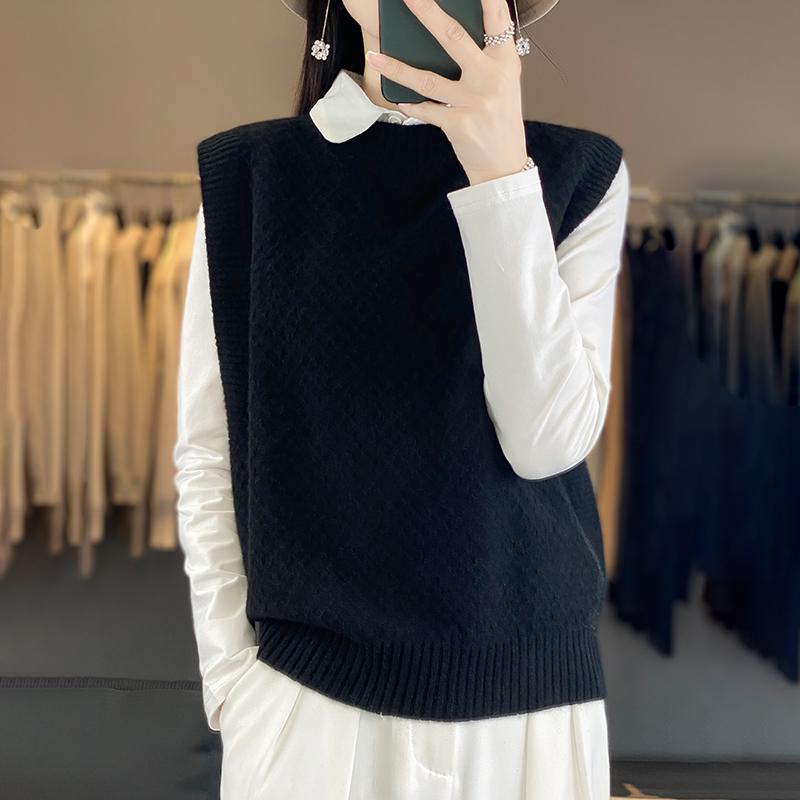 Женский кашемировый жилет Qinghe Cashmere 30% кашемир 70% шерсть Женский осенне-зимний кашемировый жилет мягкий и теплый