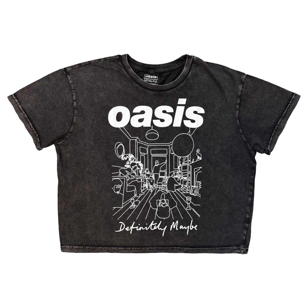 Oasis Womens/Ladies Definitely Maybe Line Drawing Stone Wash Crop Top