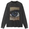 Футболка уличная с принтом Big Eye Graphic Washed Black, хлопковая, унисекс, топы, футболки, футболки больших размеров, длинная футболка