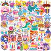 50 Happy Birthday Party Graffiti Stickers Party Cake Candle Balloons Happy Birthday Stickers