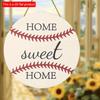 2D Flat 20*20cm1pc Sweet Home Baseball Sign Circle Wreath Pattern Round Ornament, Bar&Garden&Yard&Home Wall Wooden Decoration Signs, Good Quality Home
